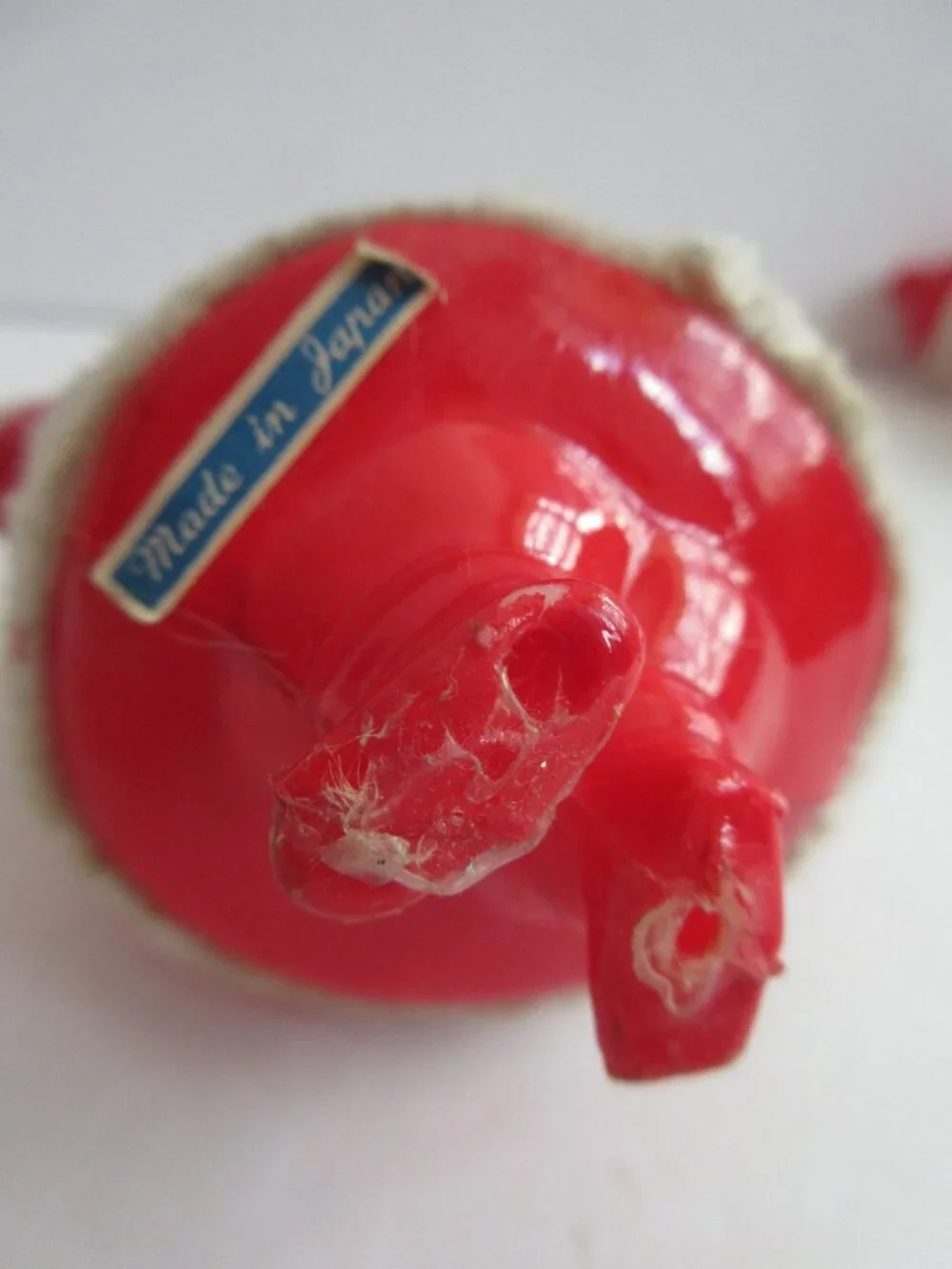 Santa Mrs Claus Skiing Blow Mold Plastic Chenille Piping Trim 4'' Japan Vintage